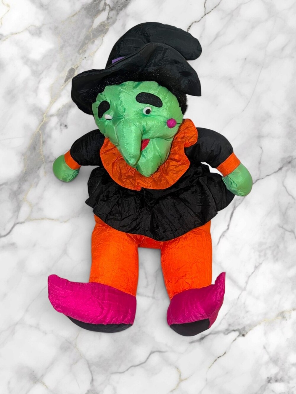 Vintage Halloween Decor 1980s Neon Witch Puffalump Style XL Plush Spooky Season